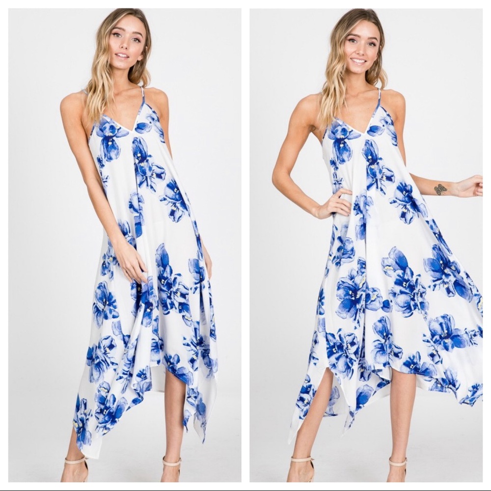 Blue Floral cami tank dress - Picture 4 of 4